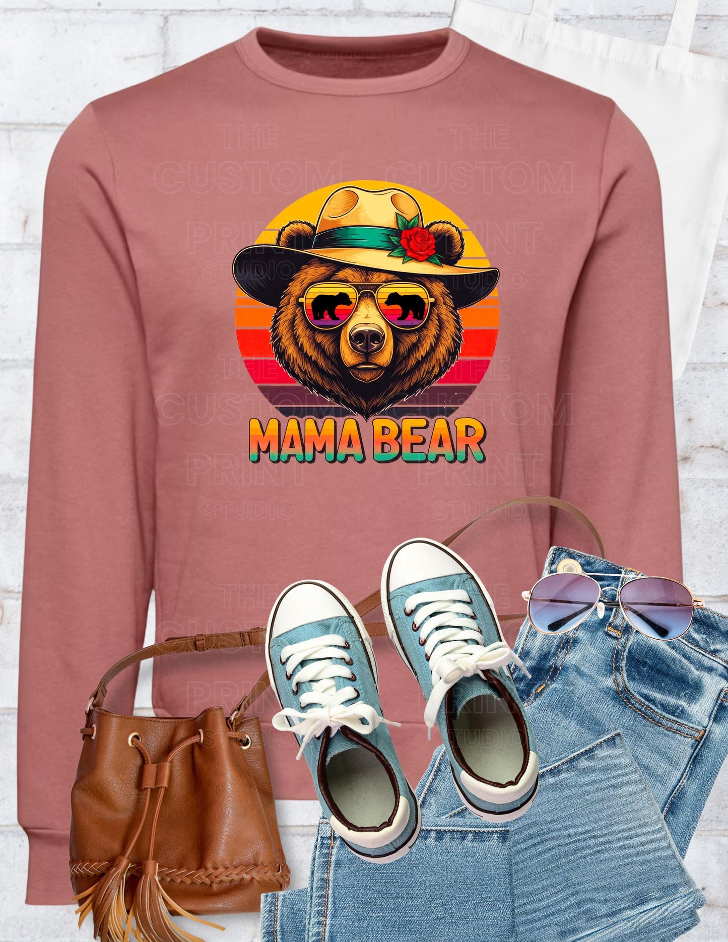 Retro Mama Bear Hoodie or Sweatshirt