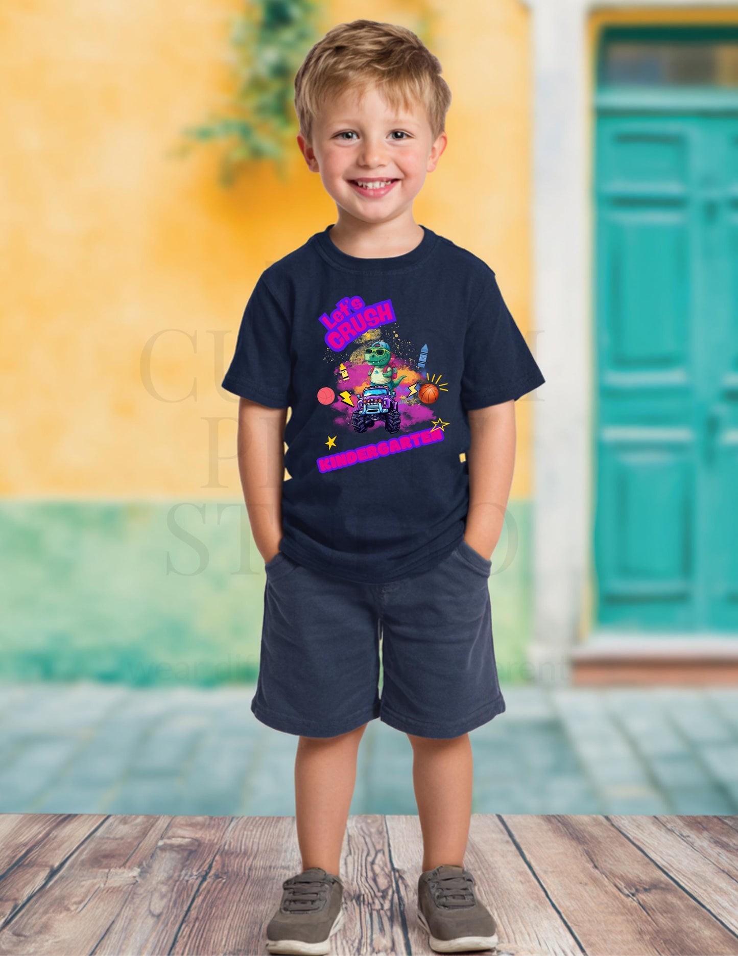 Crush Kindergarten Shirt – Custom Grade Youth T-Shirt | Cute Dino Monster Truck Tee
