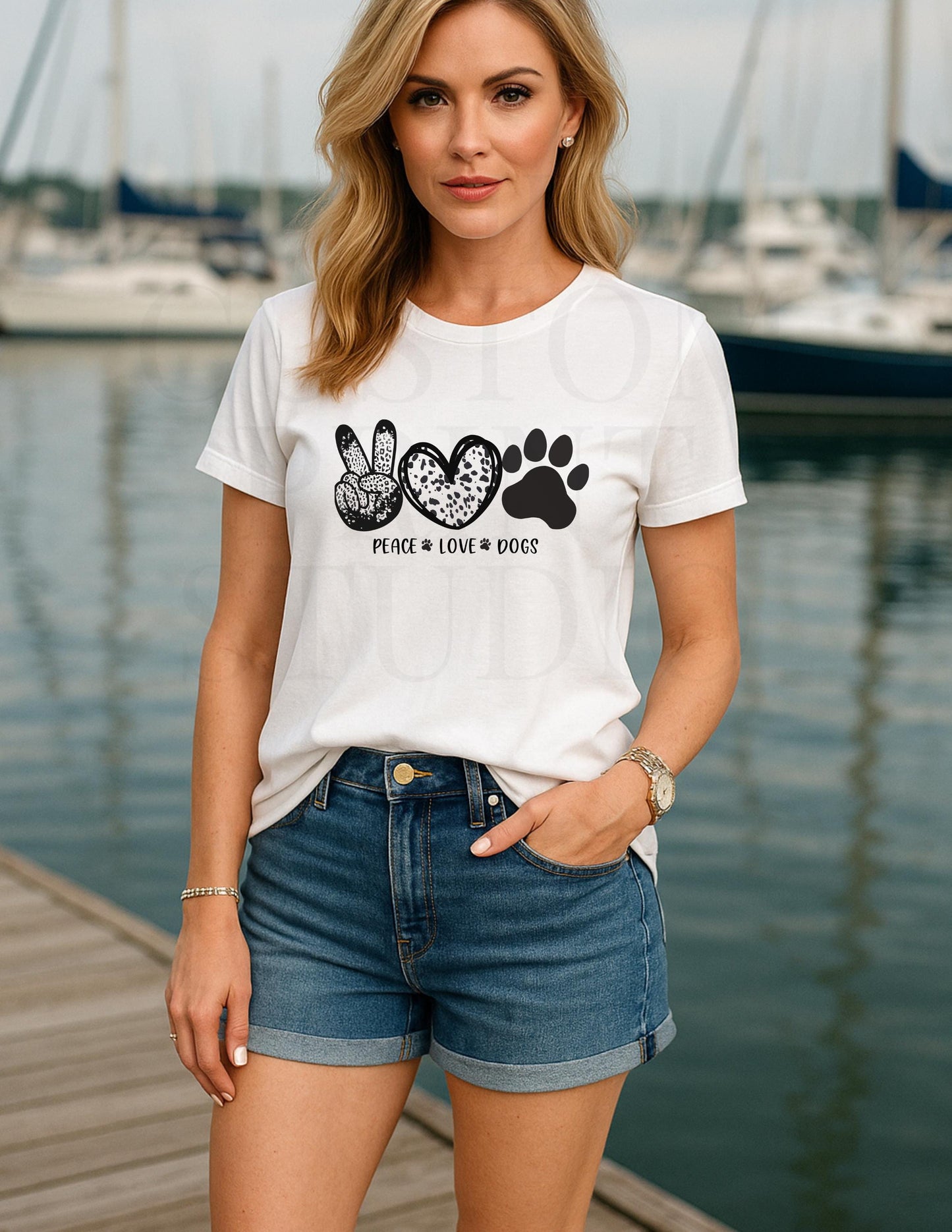 Dog Lover T-Shirt – Peace Love Dogs Paw Print Tee in Bold Neon Colors