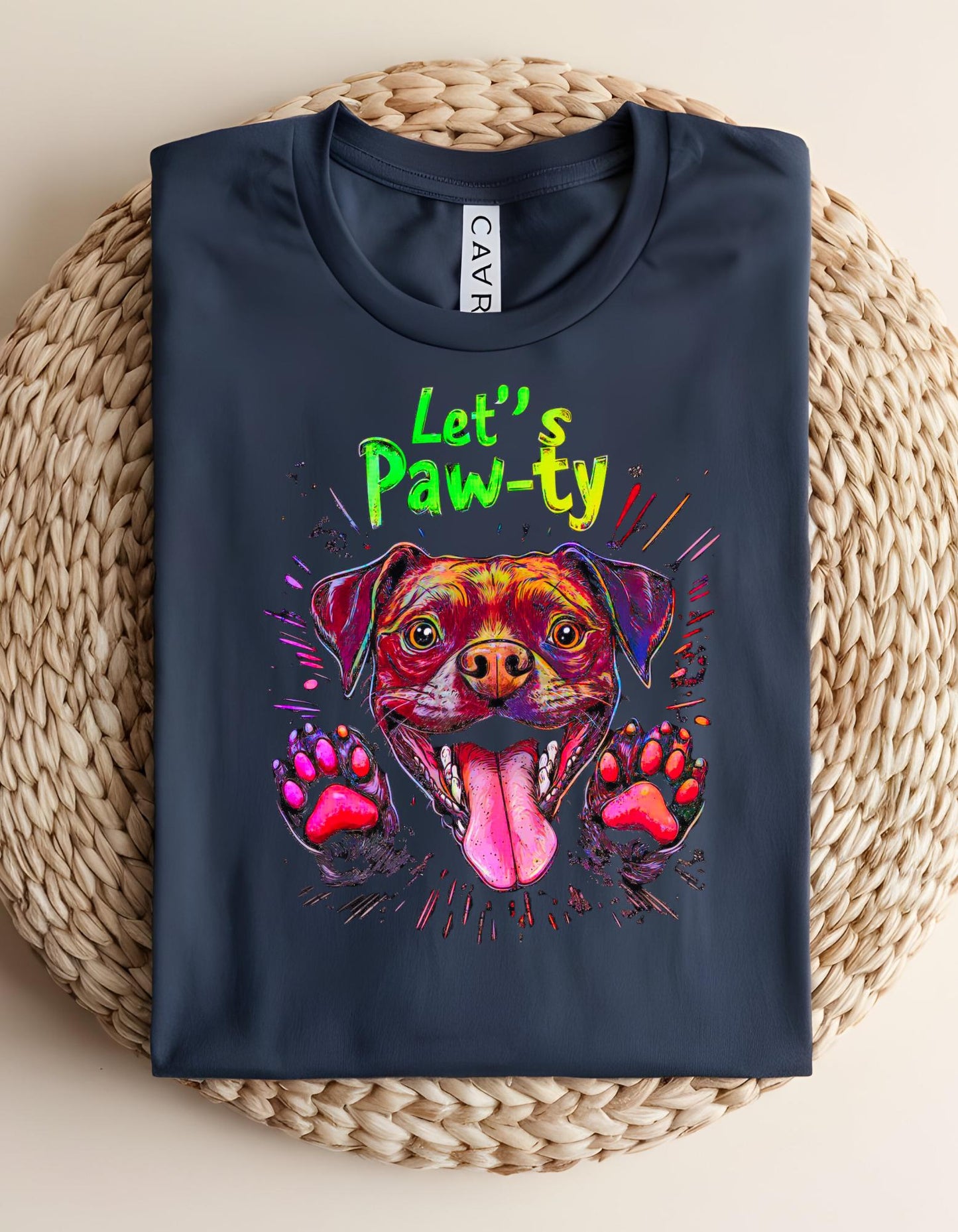 Retro Dog T-Shirt: Neon Pastel Paw-ty Graphic Tee for Dog Lovers