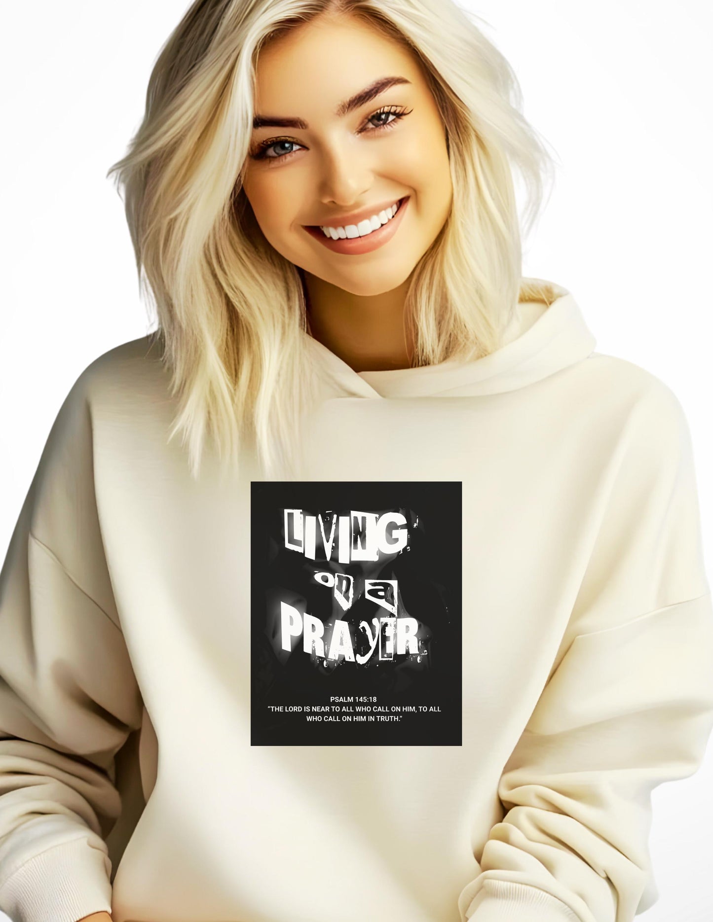 Living On A Prayer Sweatshirt: Psalm 145 Grunge Rock Faith Apparel