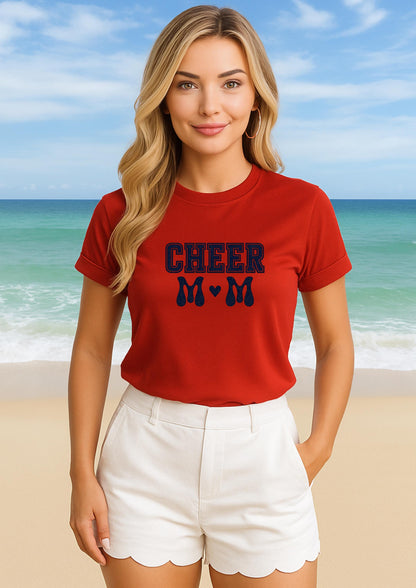 Cheer Mom Glitter T-Shirt - Sparkly Cheer Tee | Bling Game Day Shirt