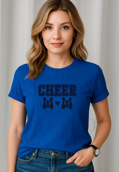 Cheer Mom Glitter T-Shirt - Sparkly Cheer Tee | Bling Game Day Shirt