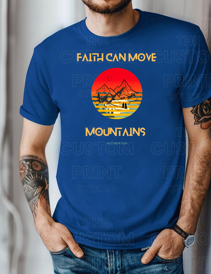Christian Dad T-Shirt – Faith Can Move Mountains Graphic Tee | Bella Canvas Cotton