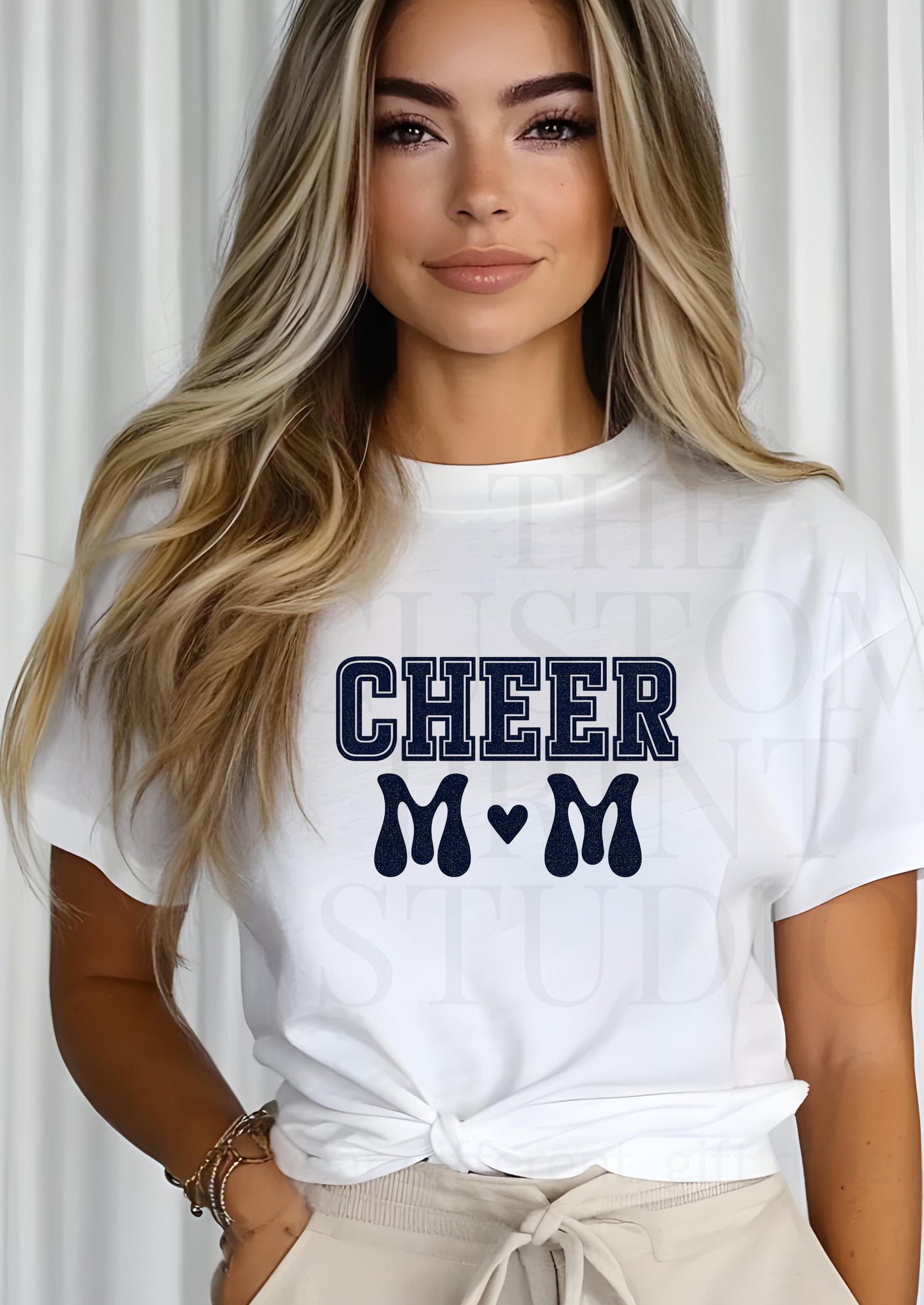 Cheer Mom Glitter T-Shirt - Sparkly Cheer Tee | Bling Game Day Shirt