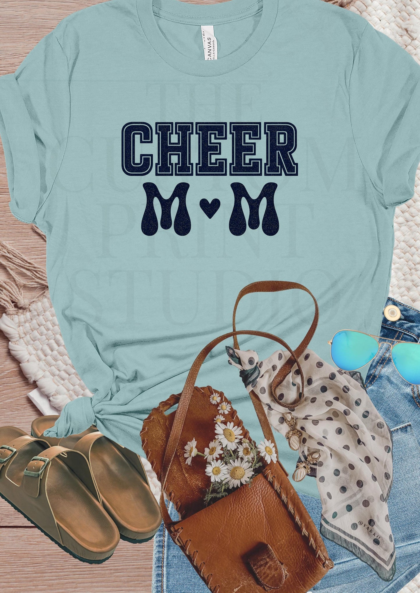Cheer Mom Glitter T-Shirt - Sparkly Cheer Tee | Bling Game Day Shirt