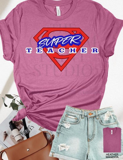 Super Teacher Tee - Hero Shield Design | Premium Bella Canvas Cotton Shirt