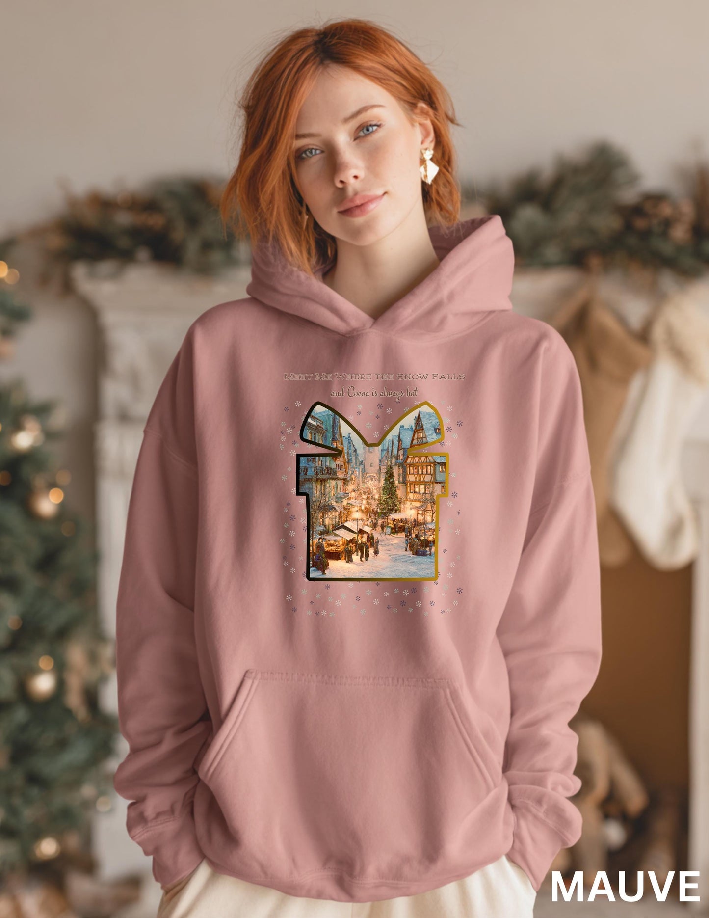 Christmas Hoodie Sweatshirt – Cozy Winter Hoodie With German Village Market Design