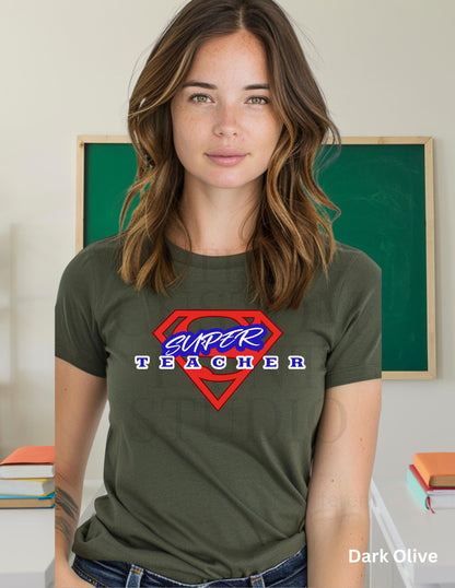 Super Teacher Tee - Hero Shield Design | Premium Bella Canvas Cotton Shirt