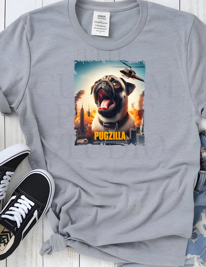 Funny Dog T-Shirt – Pugzilla Parody Tee | Retro 90s Style Dog Lover Shirt