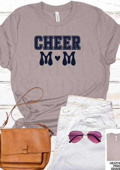 Cheer Mom Glitter T-Shirt - Sparkly Cheer Tee | Bling Game Day Shirt