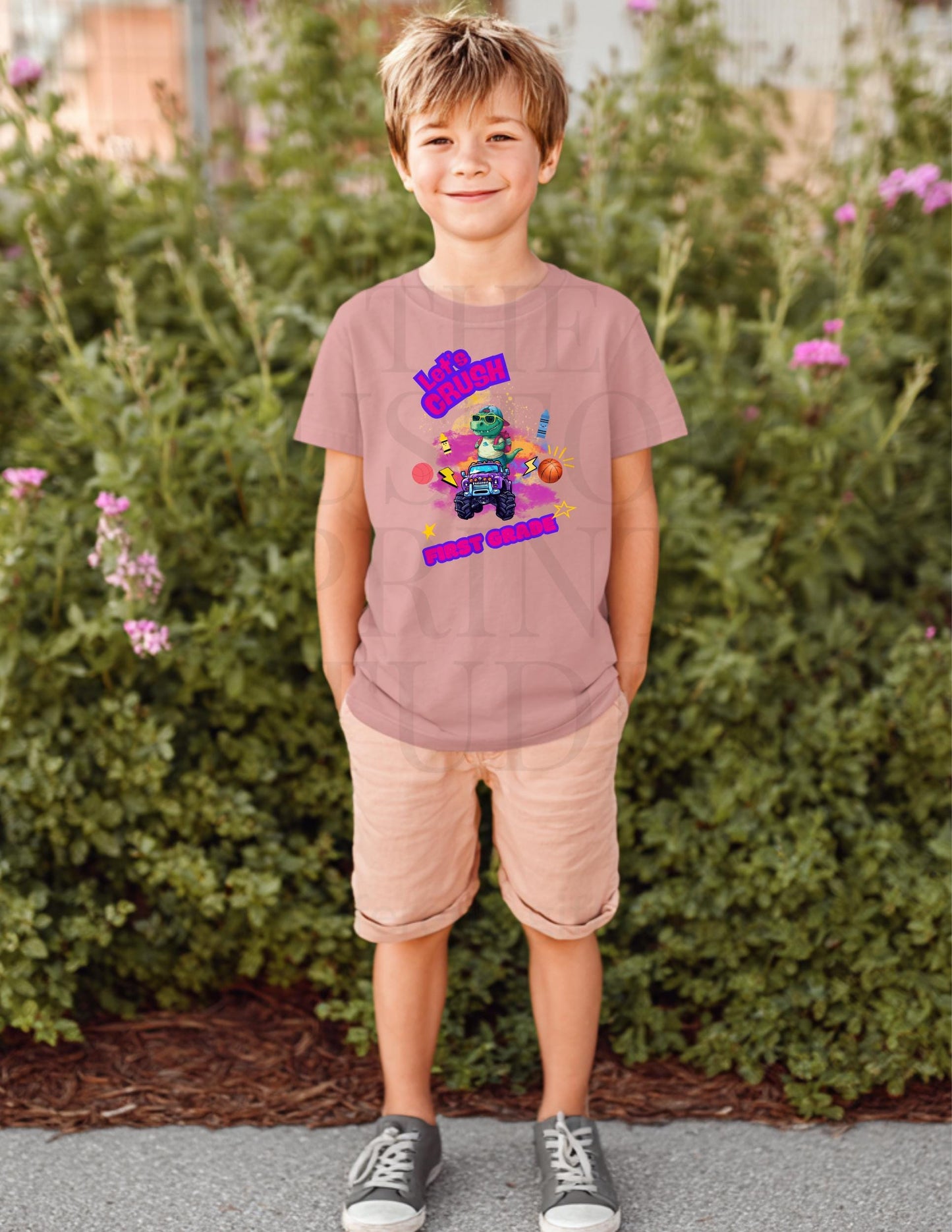 First Grade Dinosaur Tee - Youth Monster Truck Shirt | Soft Cotton Kids Tee