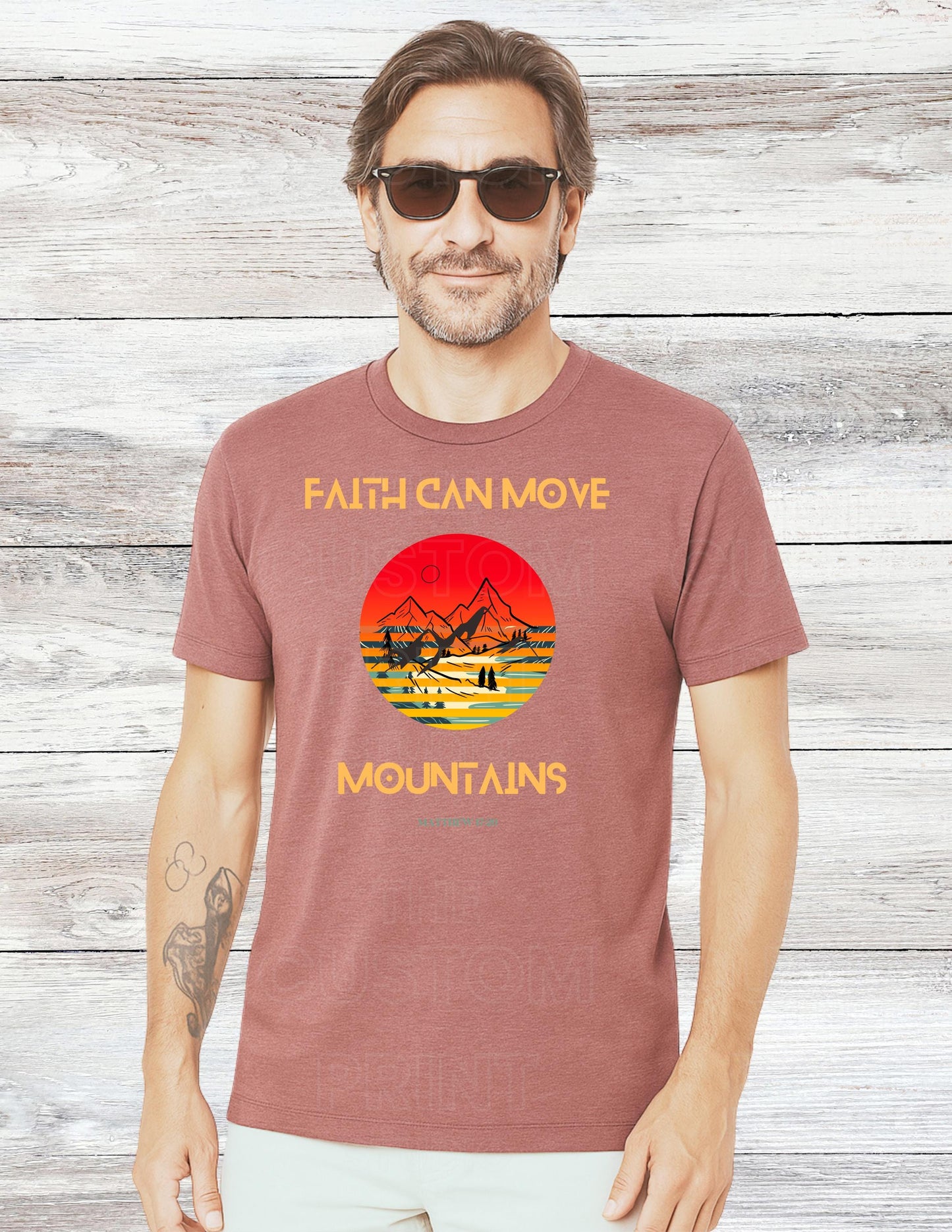Christian Dad T-Shirt – Faith Can Move Mountains Graphic Tee | Bella Canvas Cotton