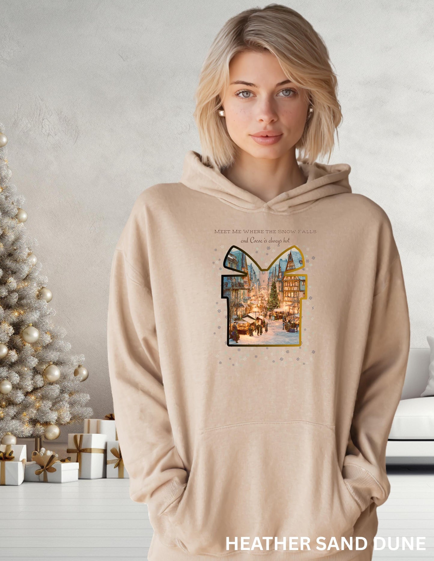 Christmas Hoodie Sweatshirt – Cozy Winter Hoodie With German Village Market Design