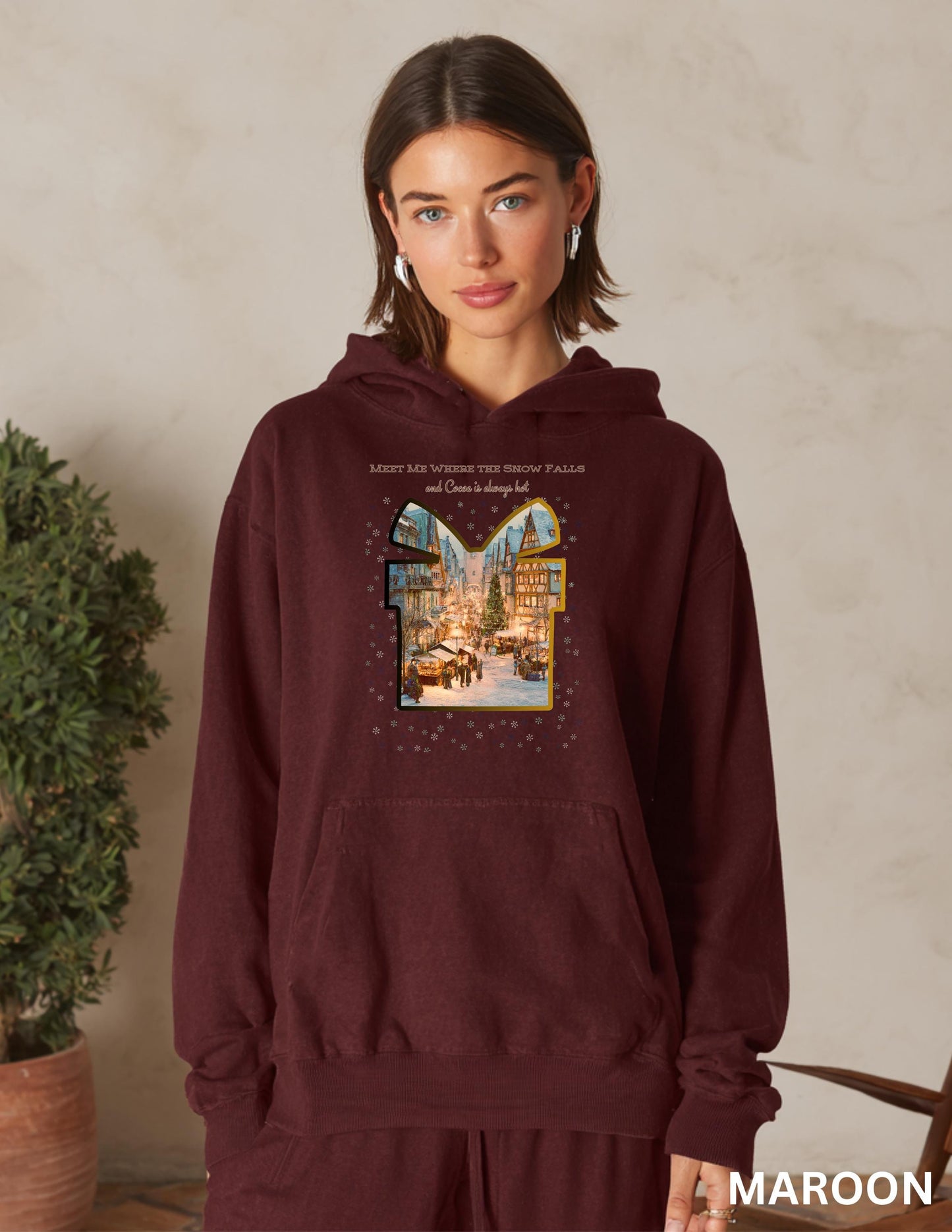 Christmas Hoodie Sweatshirt – Cozy Winter Hoodie With German Village Market Design