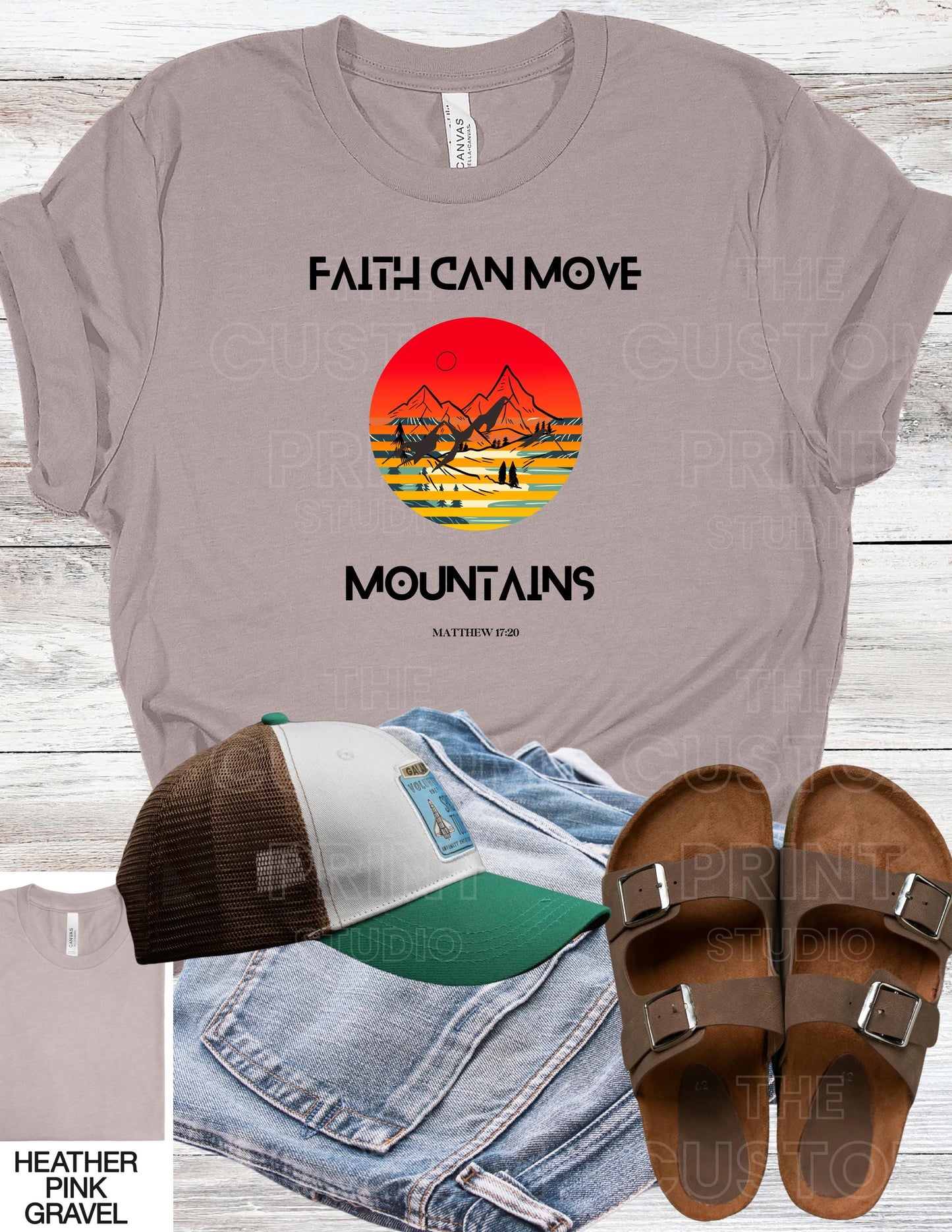 Christian Dad T-Shirt – Faith Can Move Mountains Graphic Tee | Bella Canvas Cotton