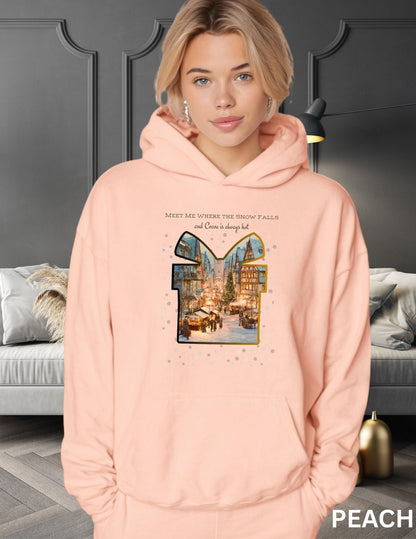 Christmas Hoodie Sweatshirt – Cozy Winter Hoodie With German Village Market Design