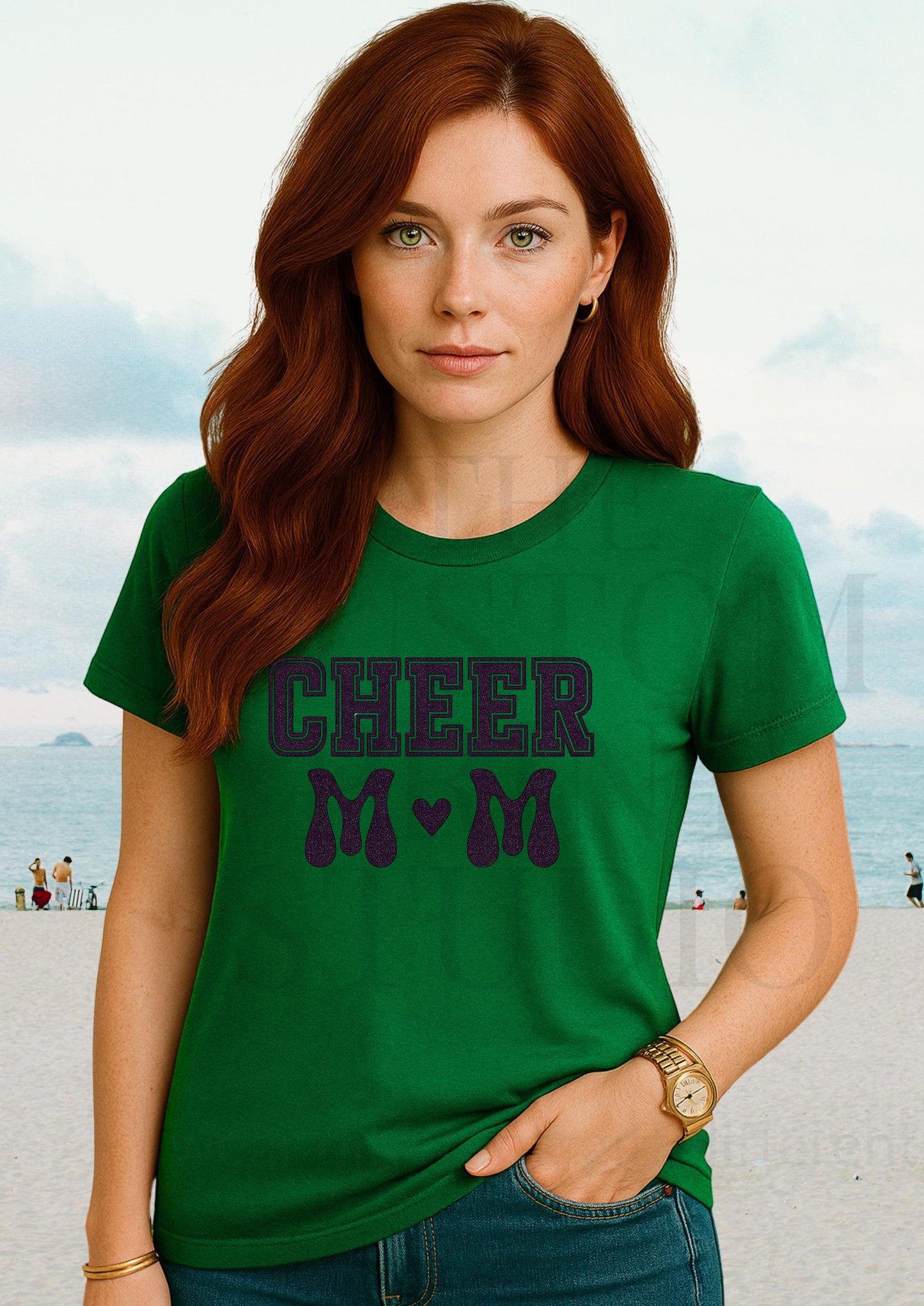 Cheer Mom Glitter T-Shirt - Sparkly Cheer Tee | Bling Game Day Shirt