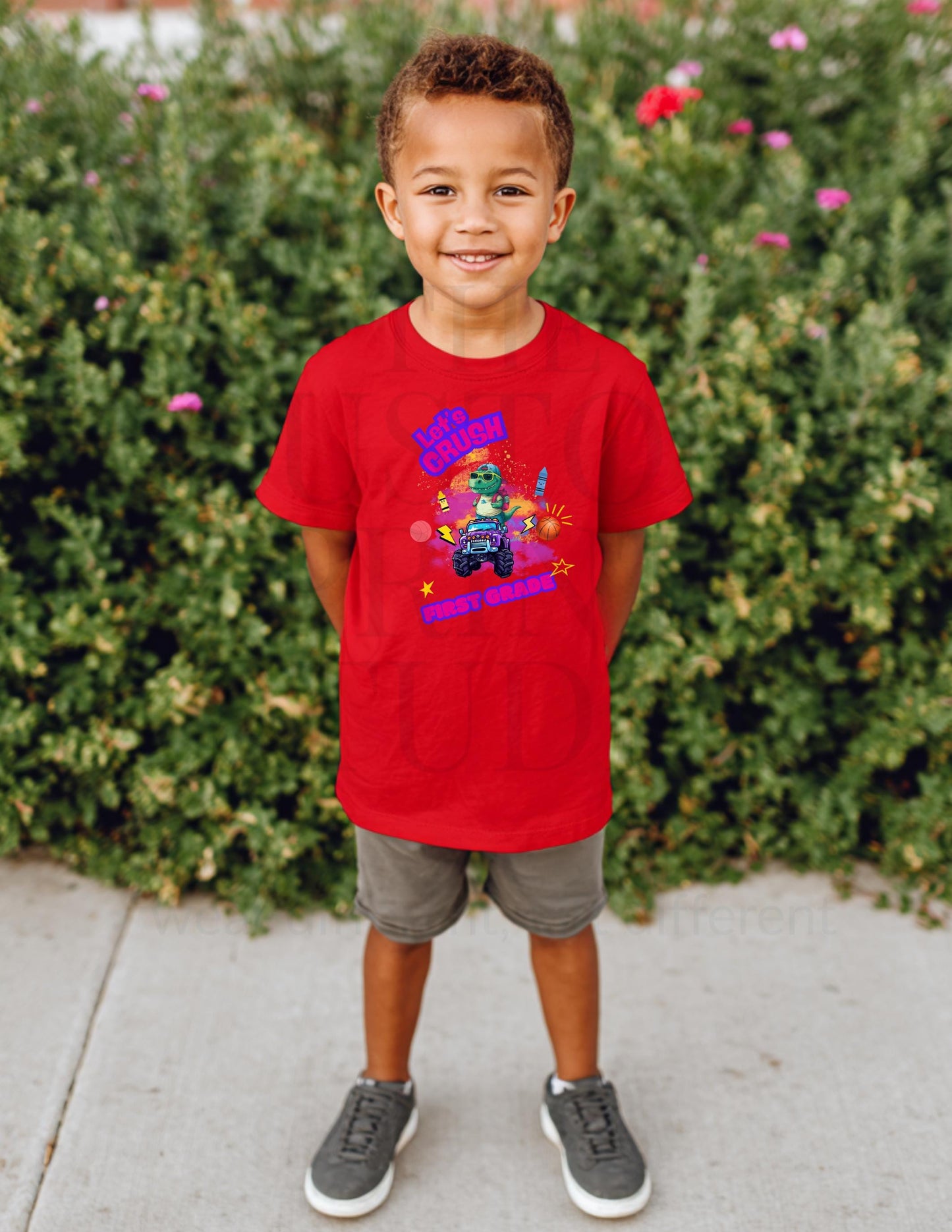 First Grade Dinosaur Tee - Youth Monster Truck Shirt | Soft Cotton Kids Tee