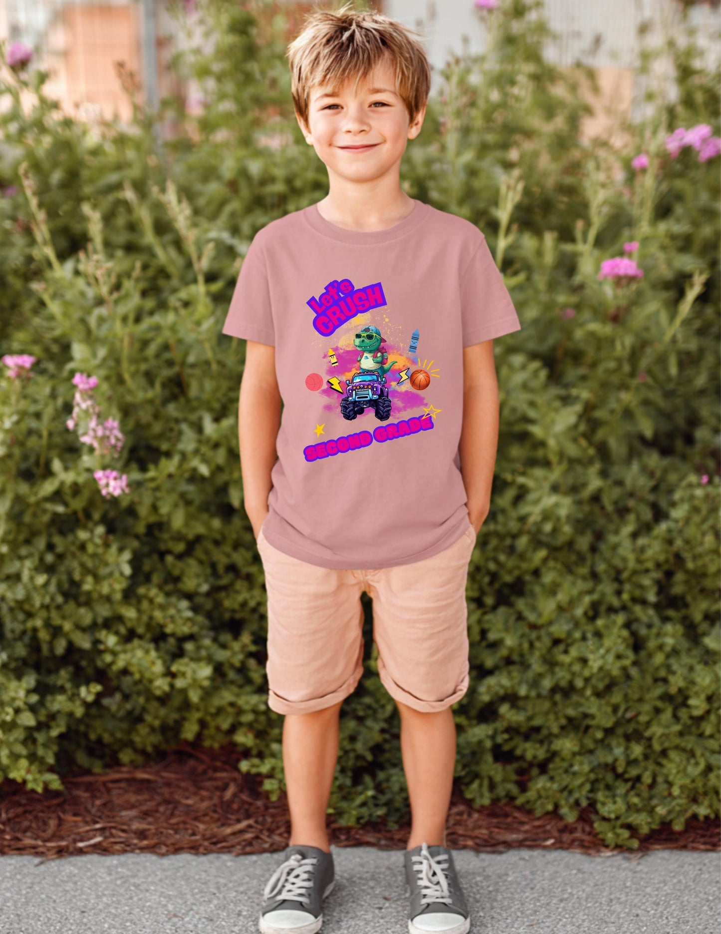 Crush Second Grade Shirt – Custom Grade T-Shirt | Youth Dinosaur Tee, Soft Cotton