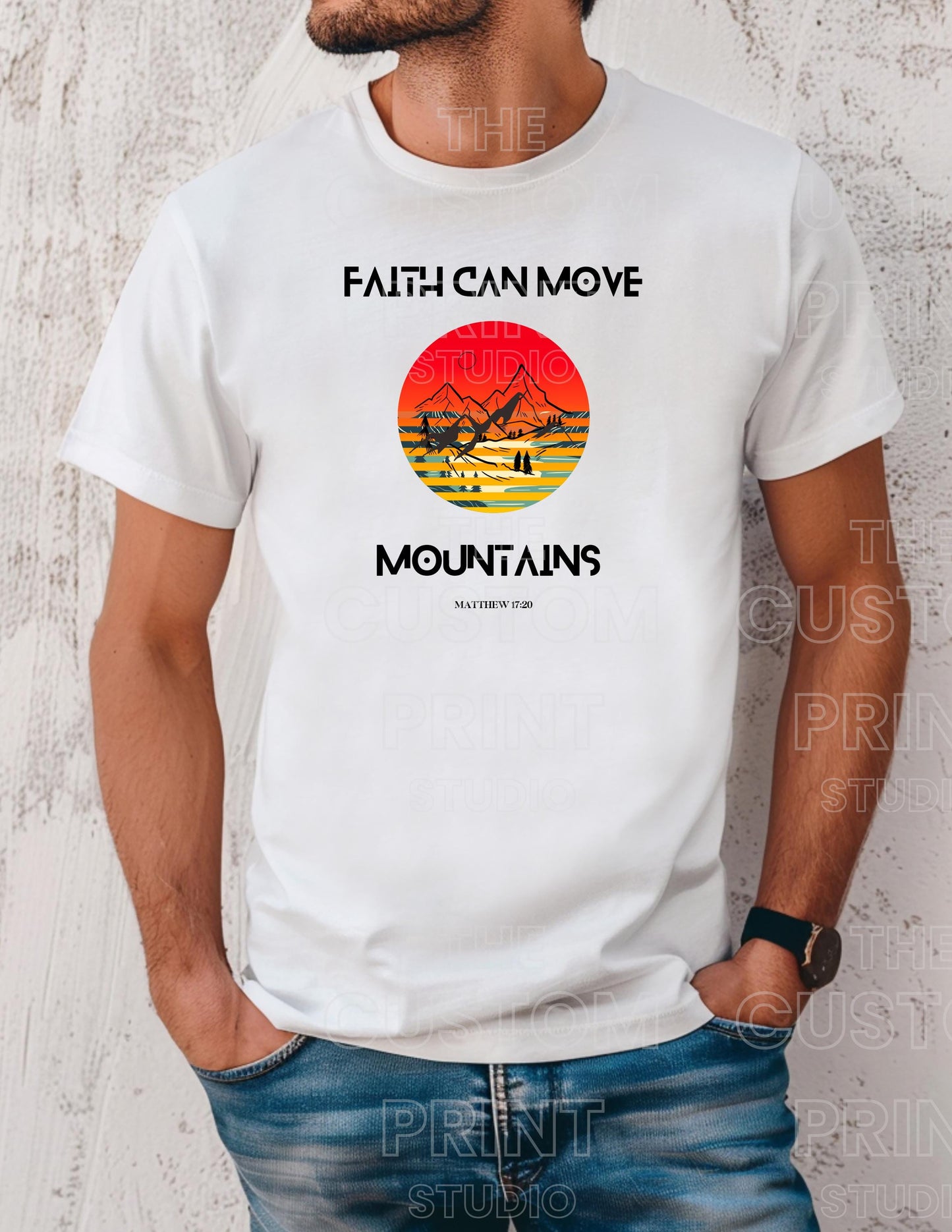Christian Dad T-Shirt – Faith Can Move Mountains Graphic Tee | Bella Canvas Cotton
