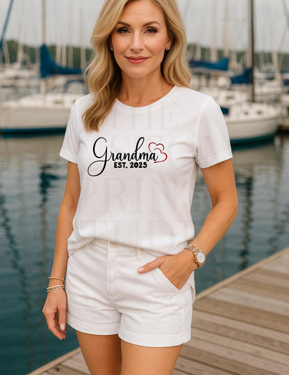 Custom Grandma T-Shirt – Personalized Birth Year Tee | Comfortable Cotton Gift