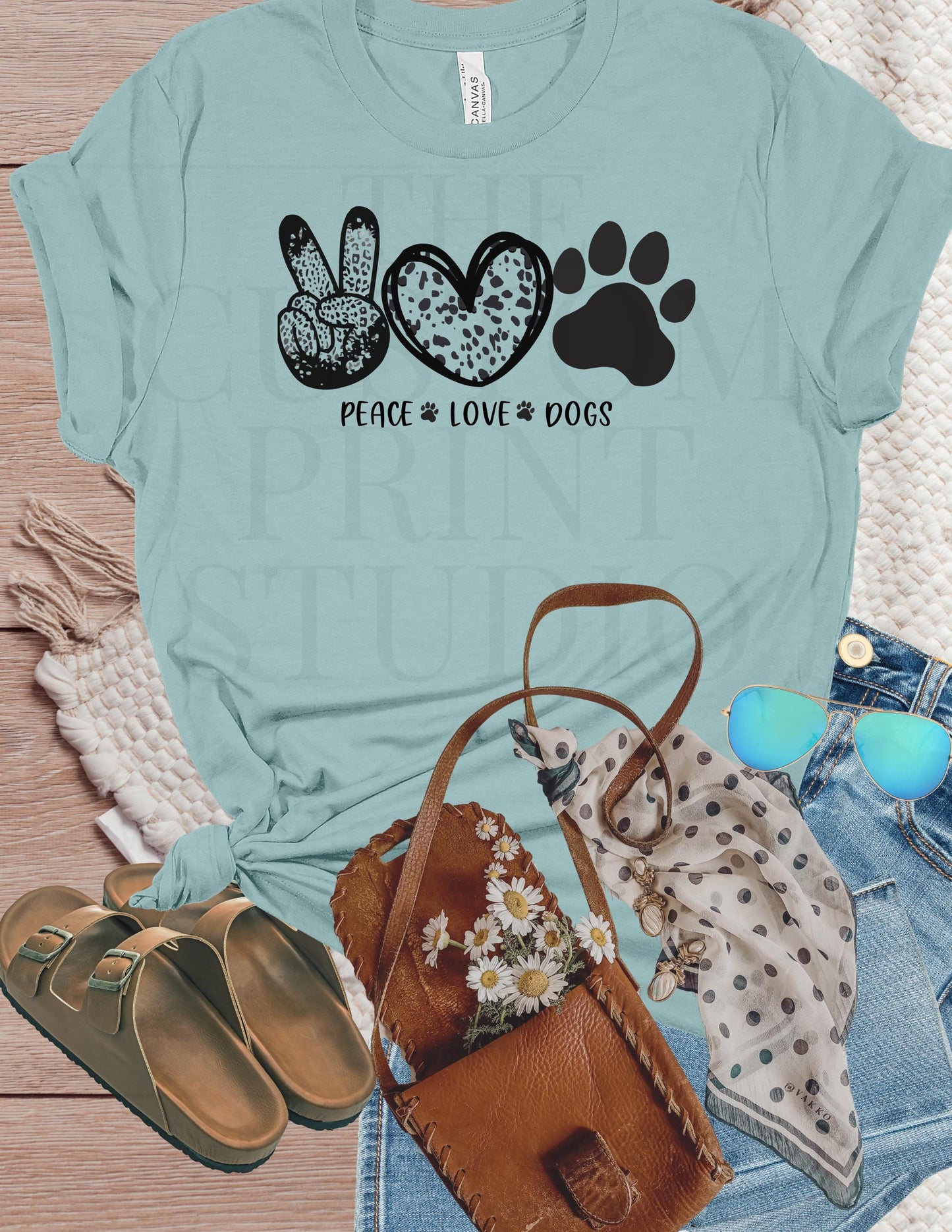 Dog Lover T-Shirt – Peace Love Dogs Paw Print Tee in Bold Neon Colors
