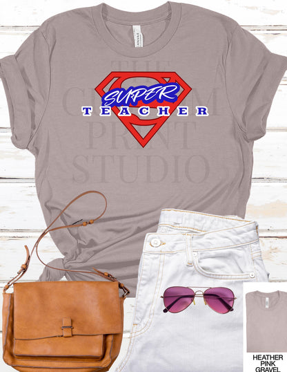 Super Teacher Tee - Hero Shield Design | Premium Bella Canvas Cotton Shirt