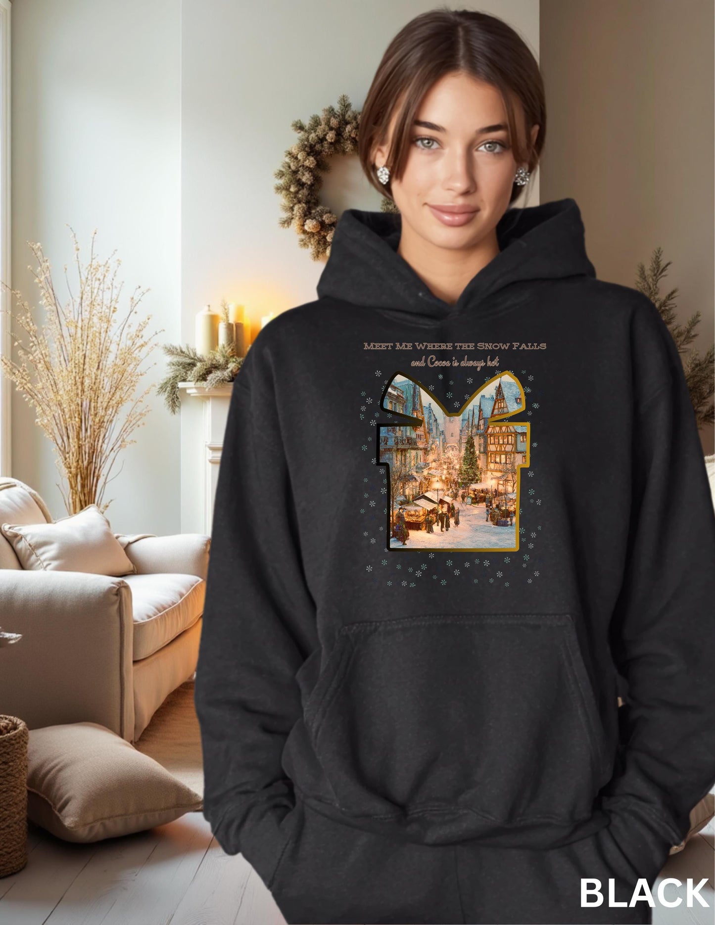 Christmas Hoodie Sweatshirt – Cozy Winter Hoodie With German Village Market Design
