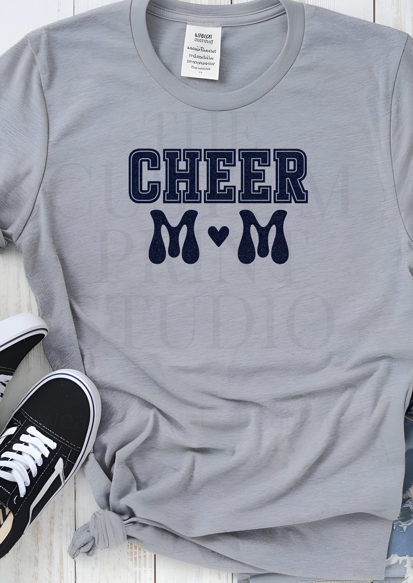 Cheer Mom Glitter T-Shirt - Sparkly Cheer Tee | Bling Game Day Shirt