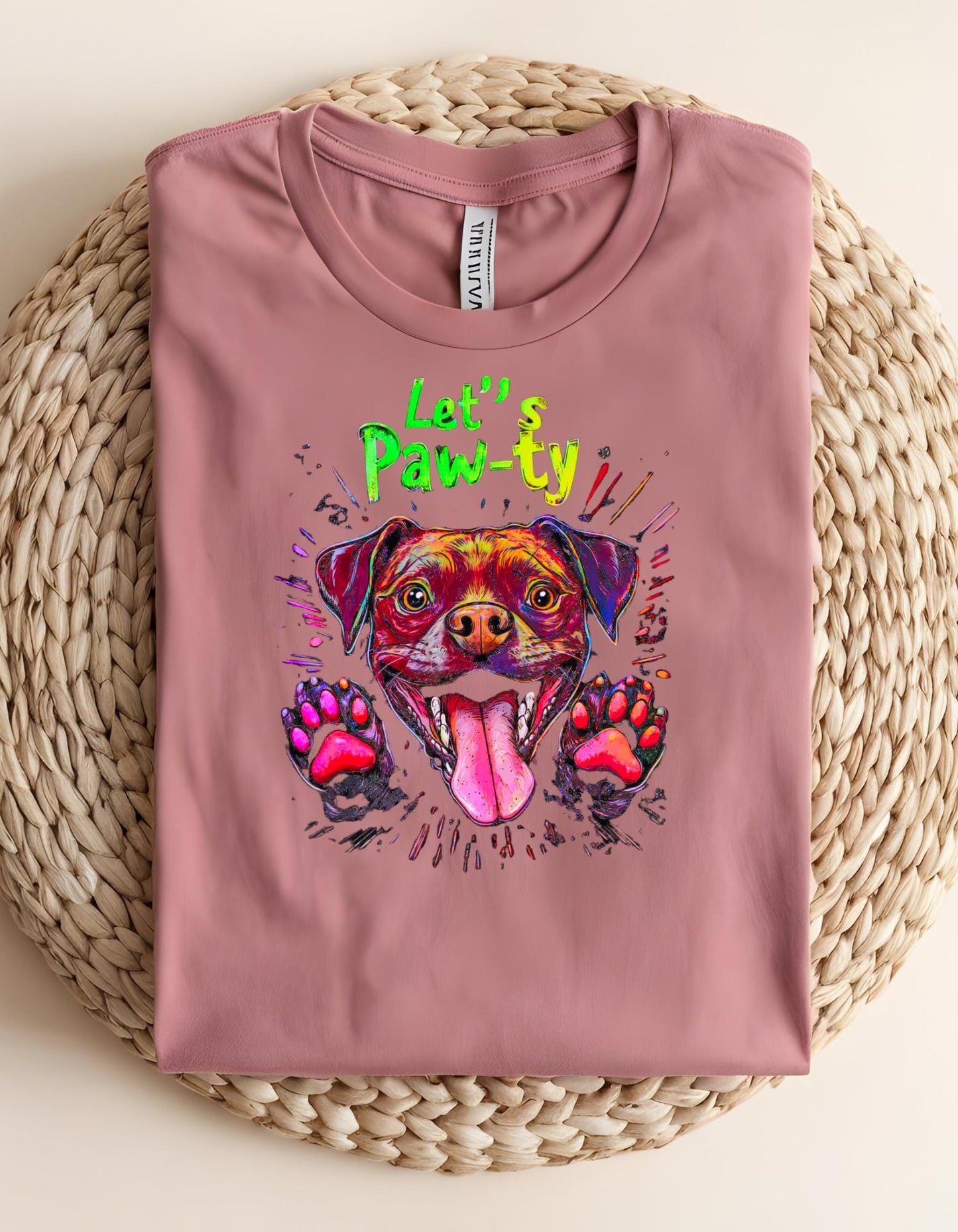 Retro Dog T-Shirt: Neon Pastel Paw-ty Graphic Tee for Dog Lovers