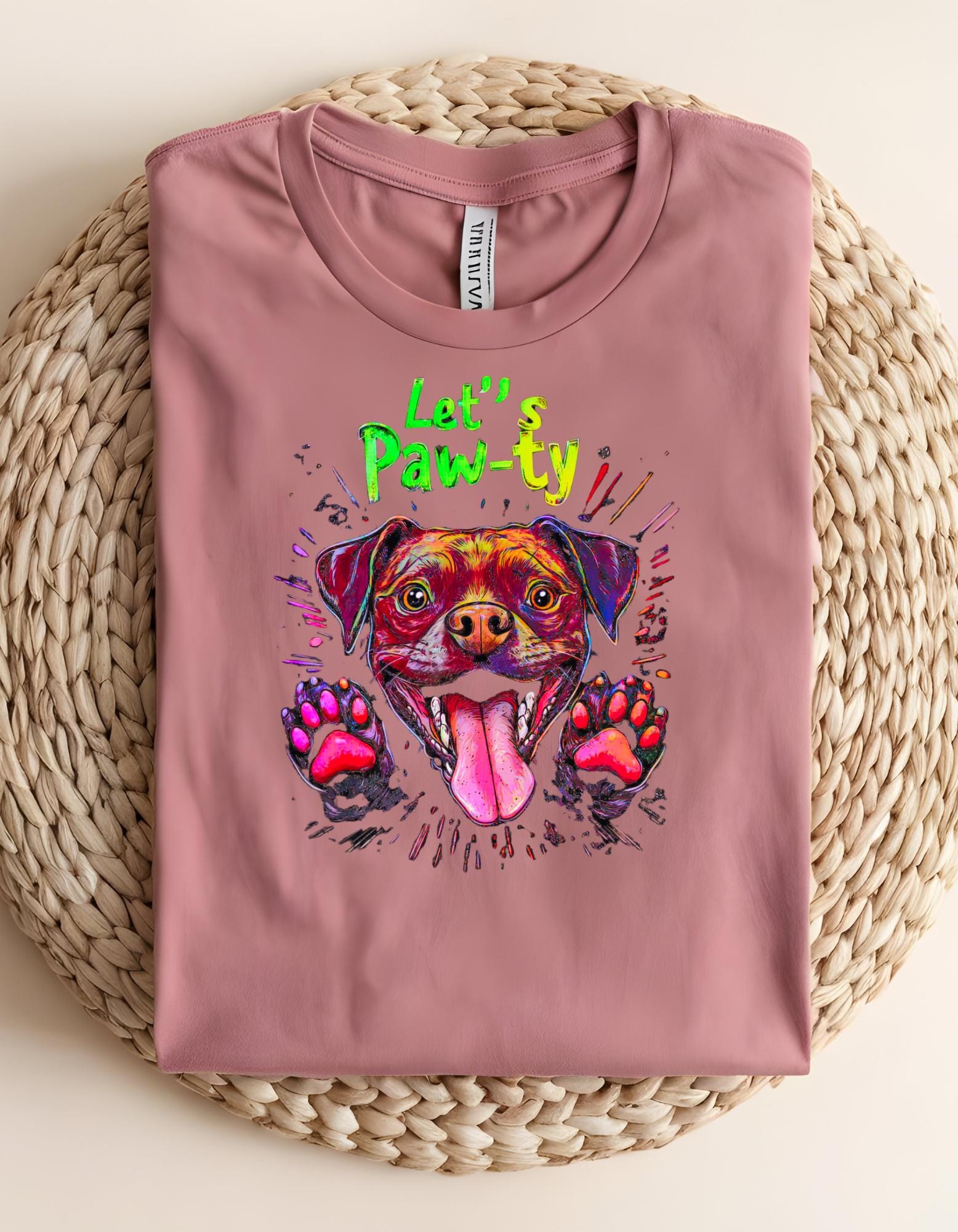 Retro Dog T-Shirt: Neon Pastel Paw-ty Graphic Tee for Dog Lovers