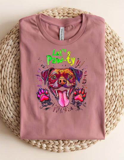 Retro Dog T-Shirt: Neon Pastel Paw-ty Graphic Tee for Dog Lovers