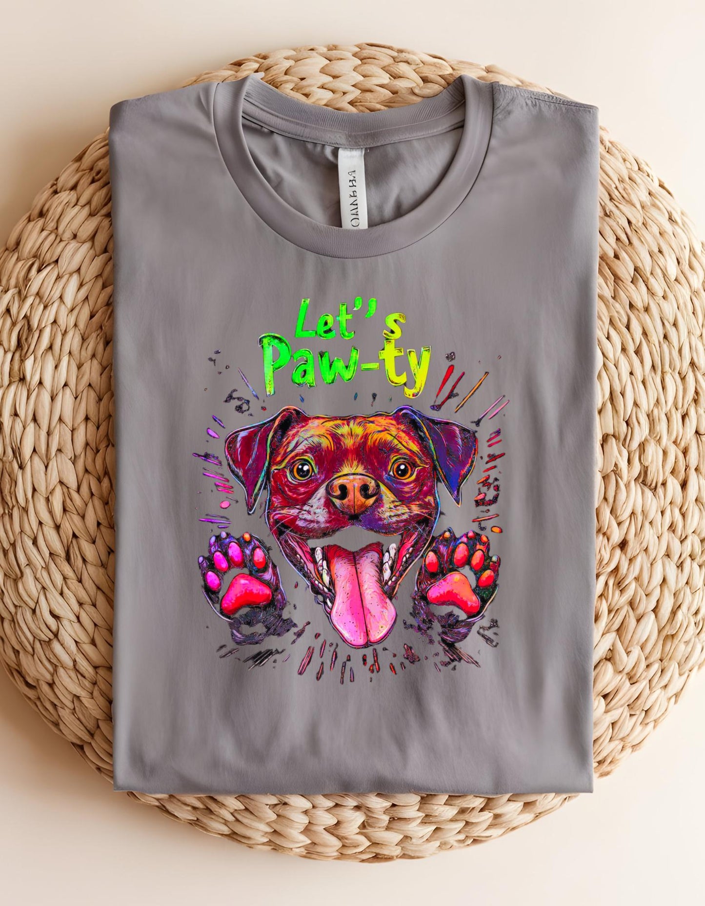 Retro Dog T-Shirt: Neon Pastel Paw-ty Graphic Tee for Dog Lovers