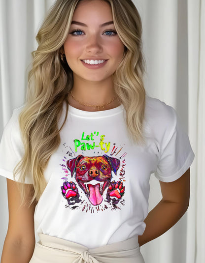 Retro Dog T-Shirt: Neon Pastel Paw-ty Graphic Tee for Dog Lovers