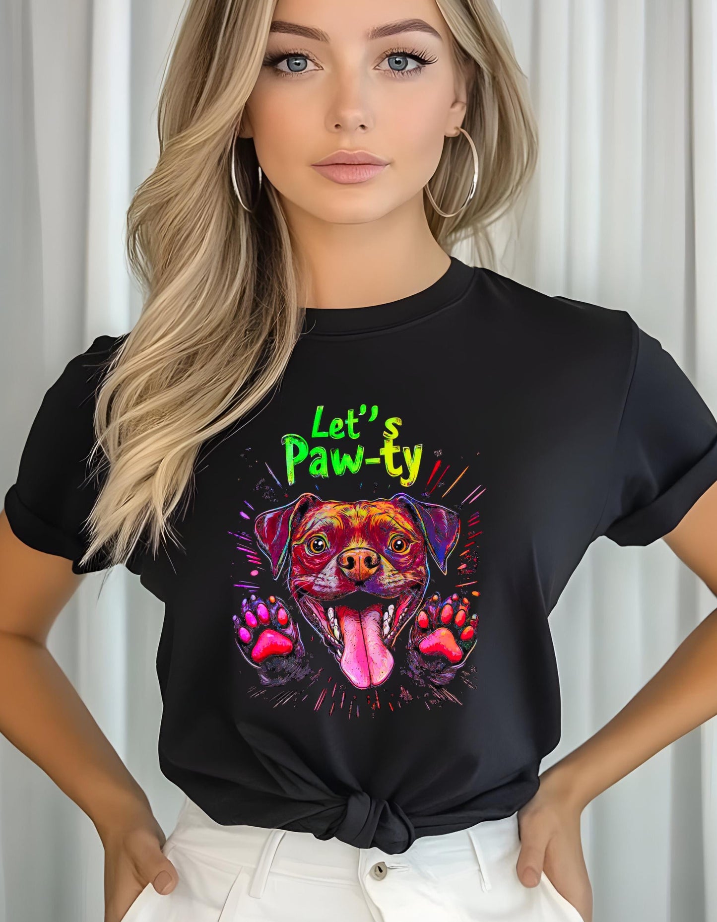 Retro Dog T-Shirt: Neon Pastel Paw-ty Graphic Tee for Dog Lovers