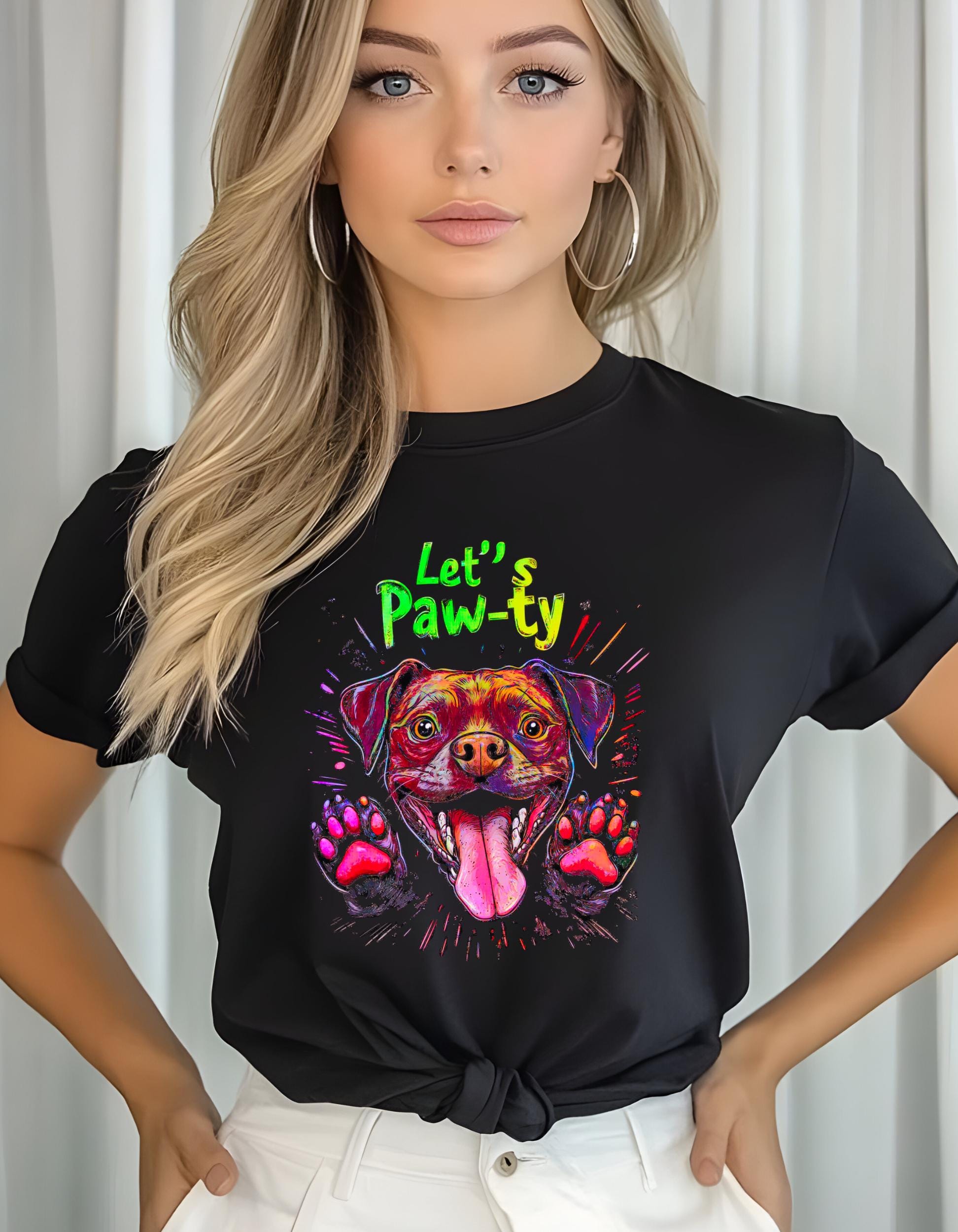 Retro Dog T-Shirt: Neon Pastel Paw-ty Graphic Tee for Dog Lovers