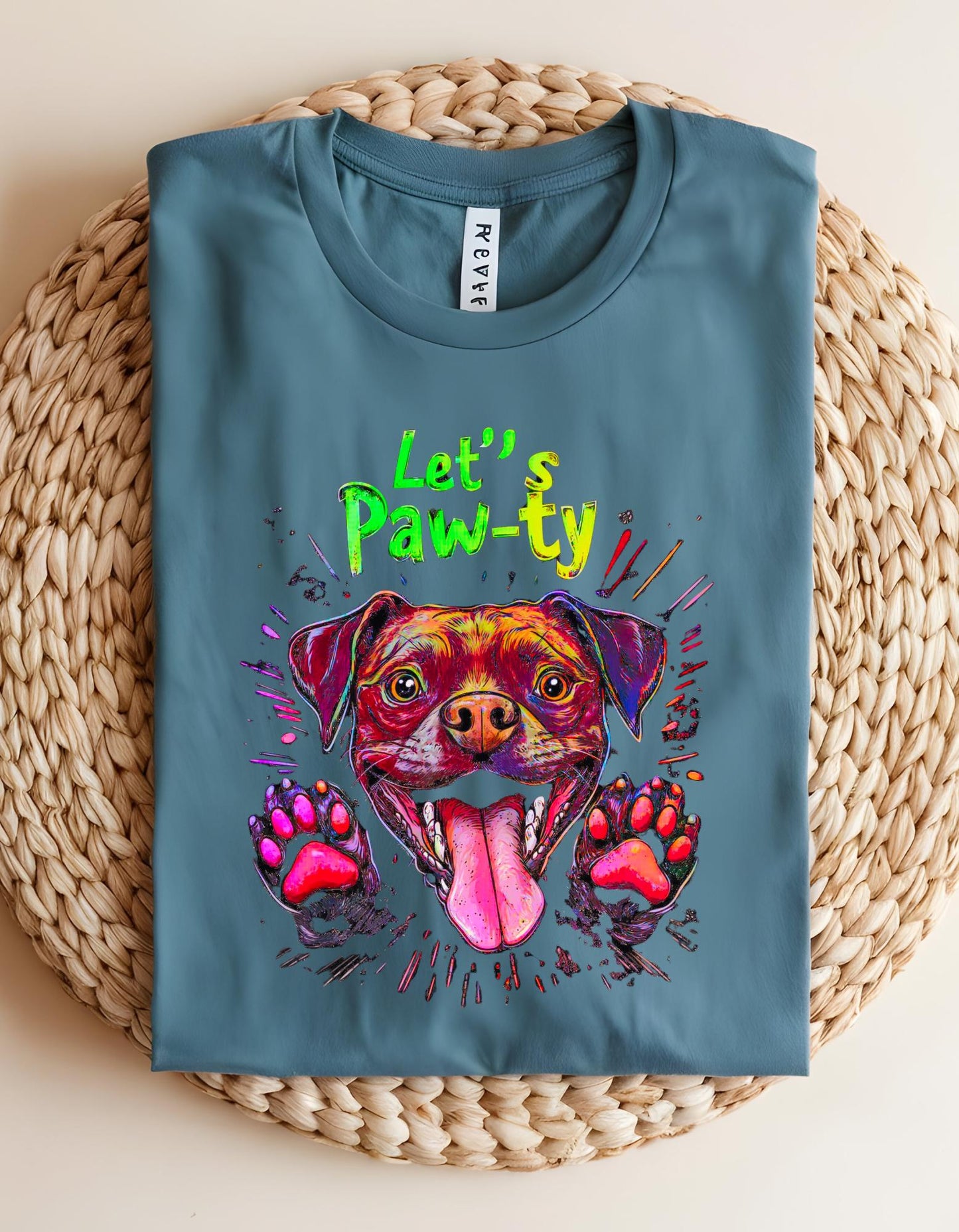 Retro Dog T-Shirt: Neon Pastel Paw-ty Graphic Tee for Dog Lovers
