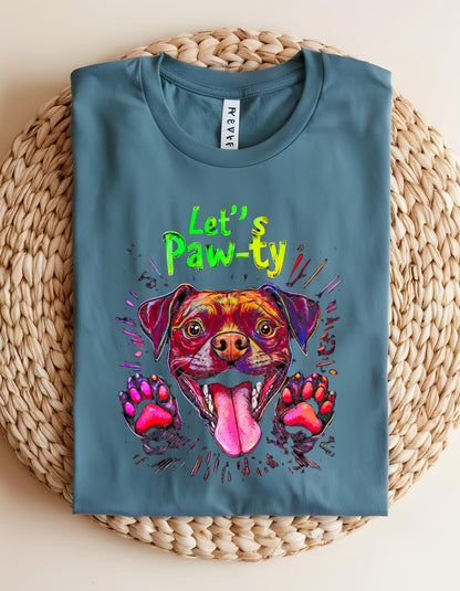 Retro Dog T-Shirt: Neon Pastel Paw-ty Graphic Tee for Dog Lovers
