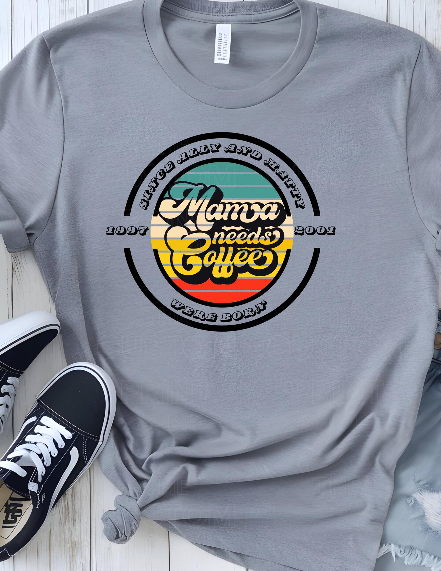 Mama Needs Coffee T-Shirt: Retro Personalized Mom TeeValentines Day Gift