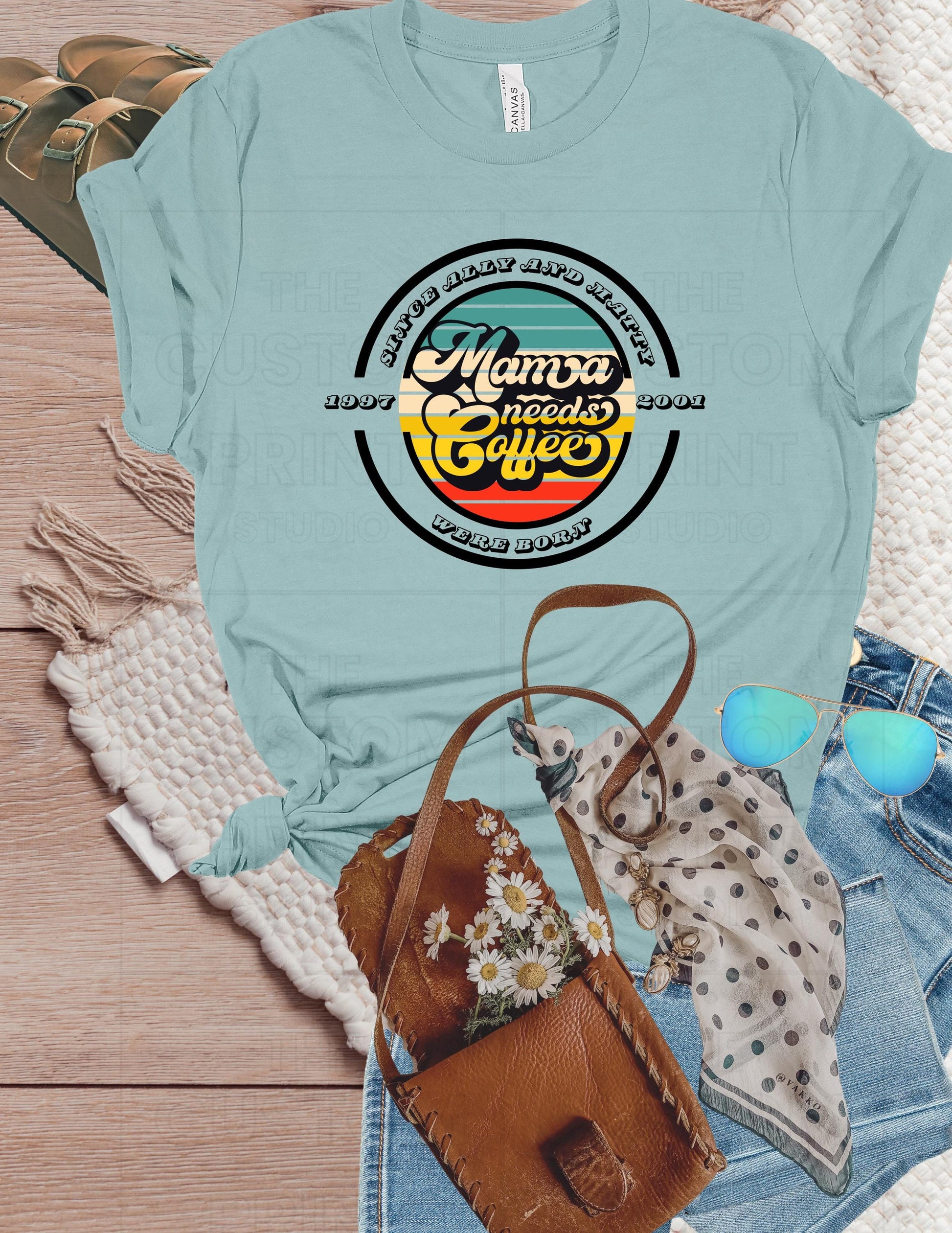 Mama Needs Coffee T-Shirt: Retro Personalized Mom TeeValentines Day Gift