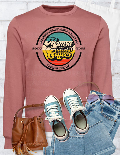 Retro Mama Bear Sweatshirt, Personalized Kids Names, Mother's Day Valentines Day Gift
