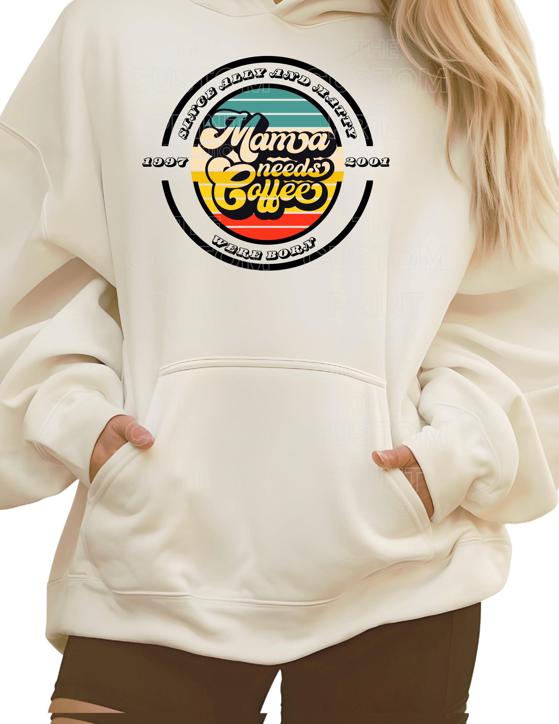 Retro Mama Bear Sweatshirt, Personalized Kids Names, Mother's Day Valentines Day Gift