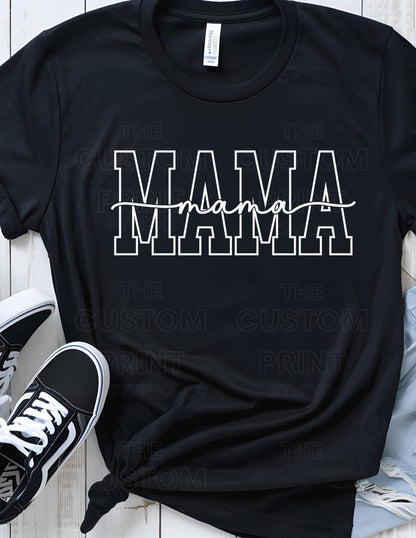 Custom Mama T-Shirt: Personalized Mom Shirt with Kid Name Sleeve Valentines Day Gift