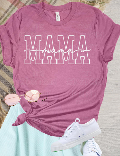 Custom Mama T-Shirt: Personalized Mom Shirt with Kid Name Sleeve Valentines Day Gift