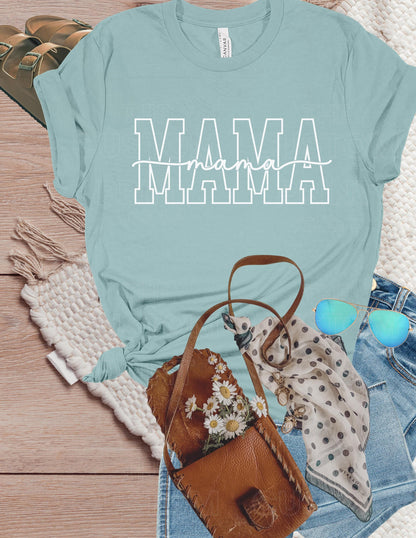 Custom Mama T-Shirt: Personalized Mom Shirt with Kid Name Sleeve Valentines Day Gift