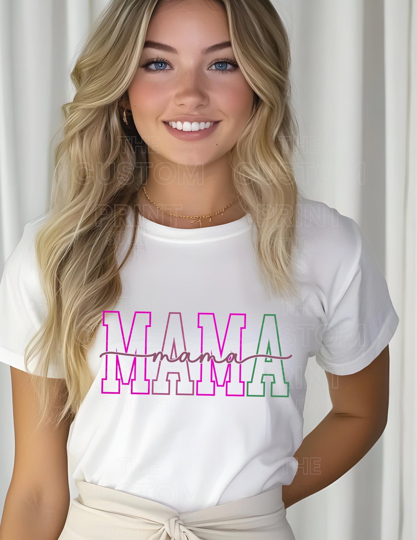 Custom Mama T-Shirt: Personalized Mom Shirt with Kid Name Valentines Day Gift