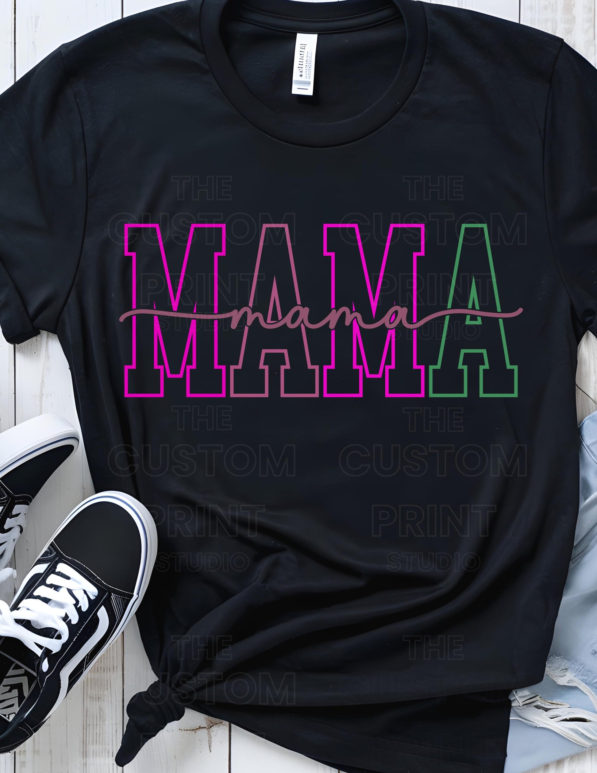 Custom Mama T-Shirt: Personalized Mom Shirt with Kid Name Valentines Day Gift