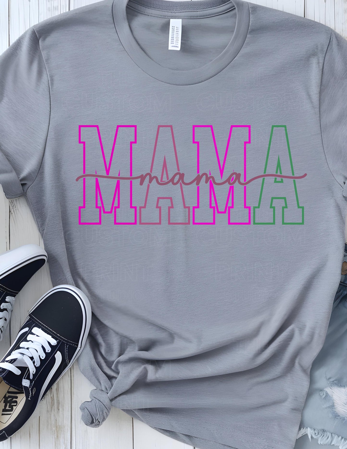 Custom Mama T-Shirt: Personalized Mom Shirt with Kid Name Valentines Day Gift