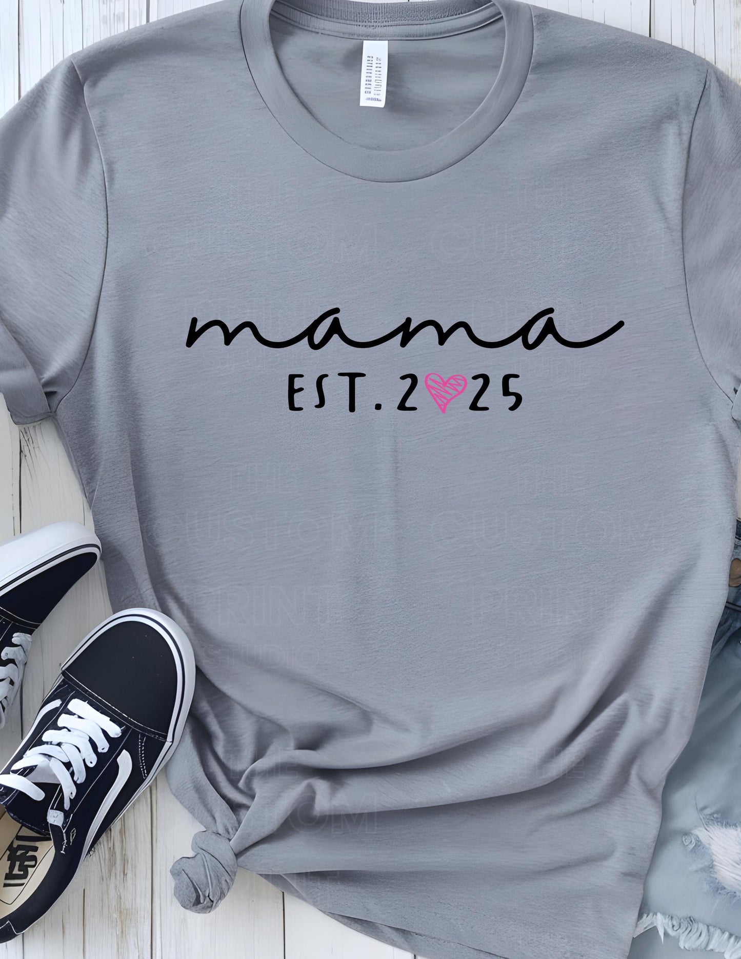 Custom Mama T-Shirt: Personalized Kid Name Sleeve, New Mom Gift Mother's Day Gift